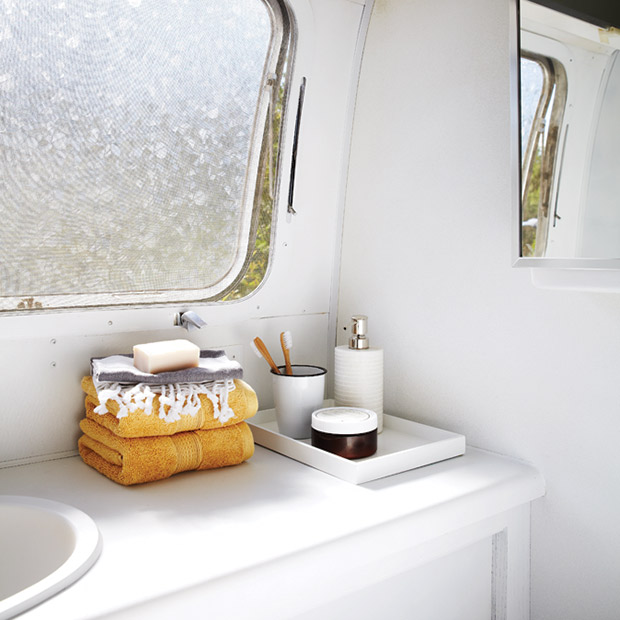 Photos : caravane Airstream transformée et camping stylé (salle de bain)